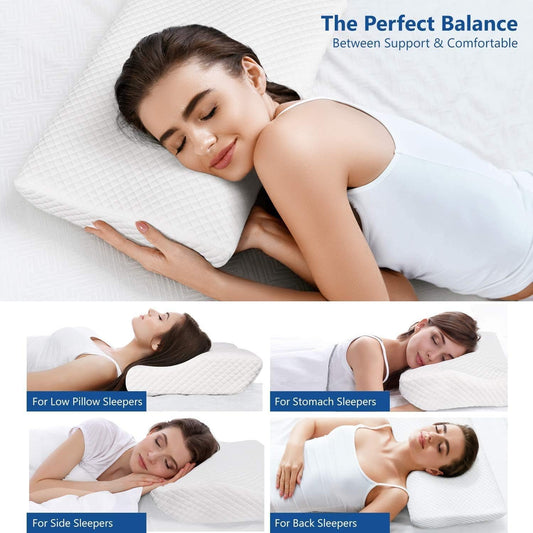 Ergonomic Contour Memory Foam Cervical Pillow – Orthopedic Neck & Shoulder Support for Side and Back Sleepers