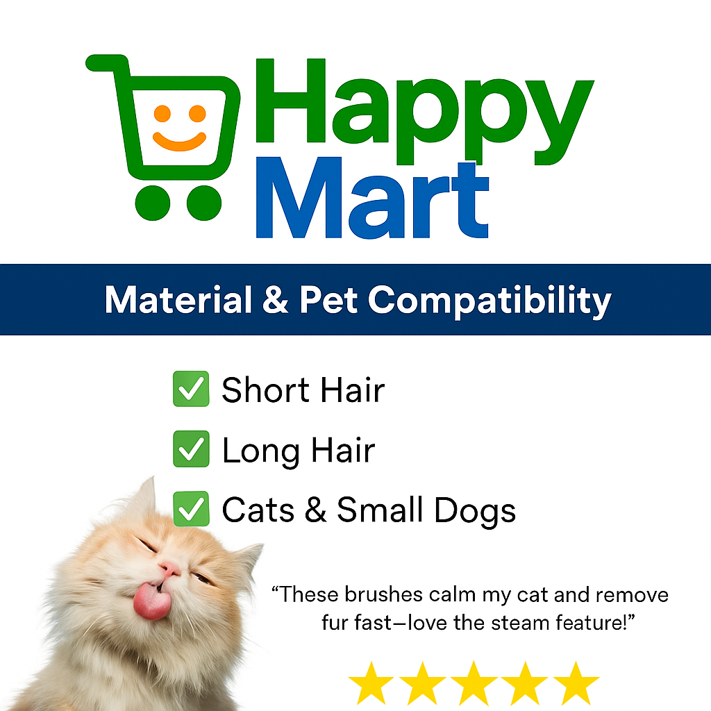 HappyMart 3-in-1 Pet Steam Brush – Deep-Cleaning, Shedding Reduction & Gentle Massage Groomer for Dogs & Cats