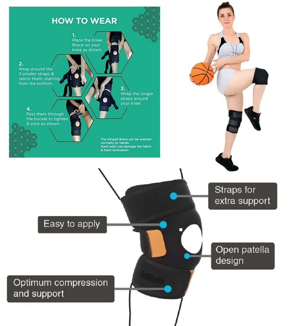 Adjustable Knee Support Brace with Open Patella & Gel Pads – Pain Relief for Men & Women, Ideal for Gym, Sports & Injury Recovery – Free Size, Black