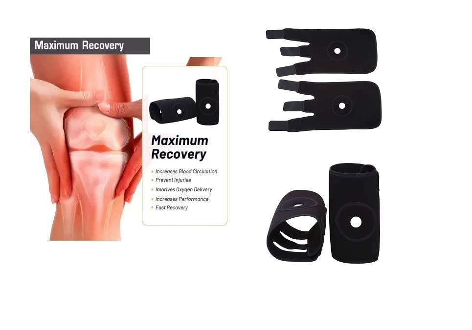 Adjustable Knee Support Brace with Open Patella & Gel Pads – Pain Relief for Men & Women, Ideal for Gym, Sports & Injury Recovery – Free Size, Black