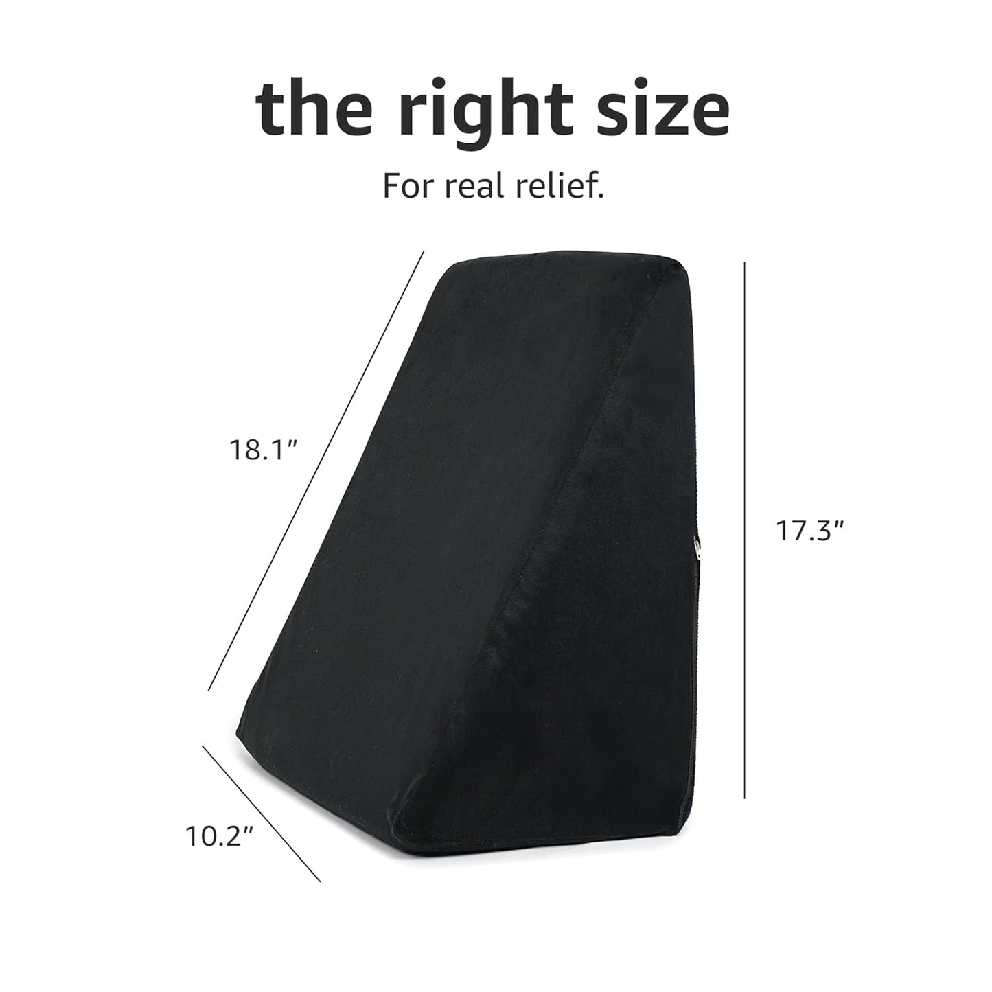 Orthopedic Memory Foam Wedge Pillow – Neck & Back Support for Cervical Pain, Acid Reflux, Snoring, GERD, Leg Elevation & Pregnancy – Ultra-Soft Washable Velvet Cover, 25x44x45 cm (Black)