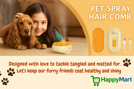 HappyMart 3-in-1 Pet Steam Brush – Deep-Cleaning, Shedding Reduction & Gentle Massage Groomer for Dogs & Cats