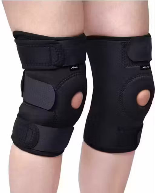 Adjustable Knee Support Brace with Open Patella & Gel Pads – Pain Relief for Men & Women, Ideal for Gym, Sports & Injury Recovery – Free Size, Black